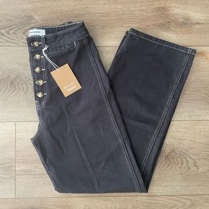 Reformation Lexi High-Rise Wide-Leg Jeans — Size 25, Washed Black (NWT)